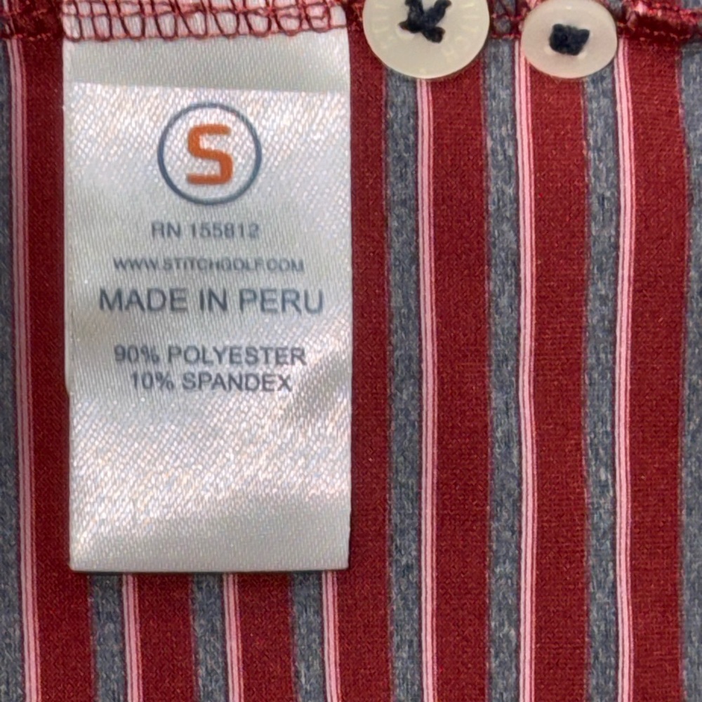 Stitch Men’s Maroon Grey Striped Golf Stretch Performance Polo, XXL - Picture 9 of 9